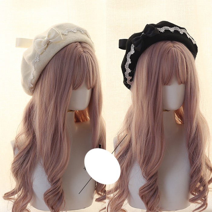 YAS0077-Mũ nồi lolita phối ren đính nơ