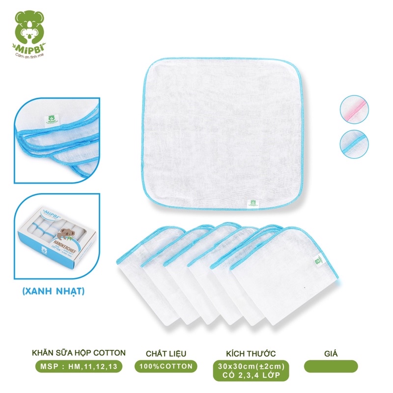 Khăn sữa mipbi cotton hộp 6 cái