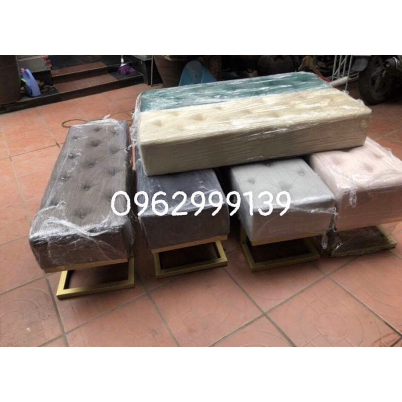 ghế băng- ghế sofa- ghế đi giày - ghế chờ shop chân kim loại và chân gỗ sồi