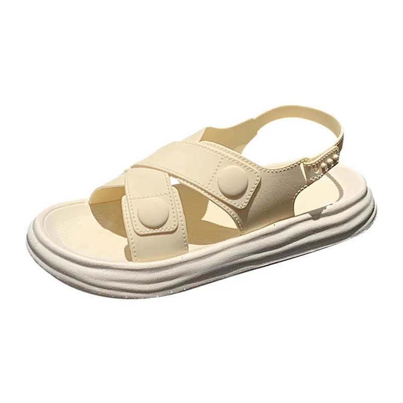 Oeggeo shop Dép Sandal Phẳng Quai Chéo Ngoài Trời Ngày Mưa Cho Nữ