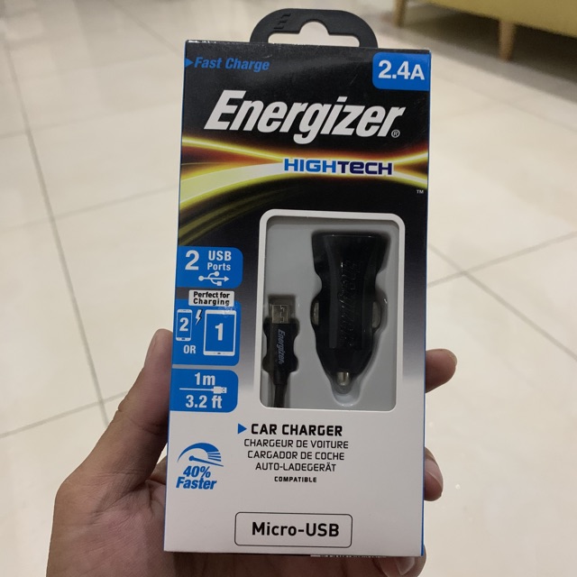 Tẩu Sạc ôtô Energizer DCA2BHMC3 24W - 02 cổng USB-A