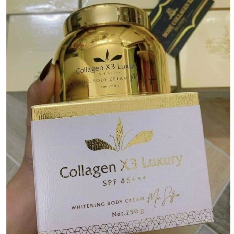 Kem Body Collagen X3 Luxury Giúp Da Trắng Sáng Bật Tone Mịn Màng 250gr