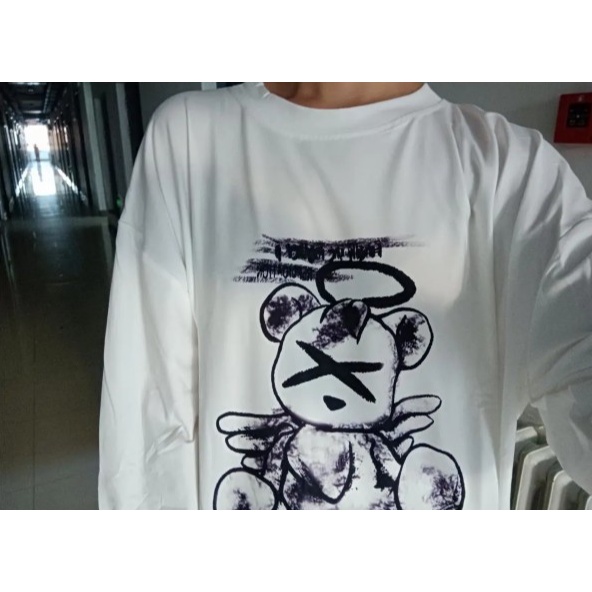 [Mã 11FASHIONSALE1 giảm 10K đơn 50K] 【Keroro】ÁO phông dài tay nam nữ form rộng hoạt tiết gấu đáng yêu mặc đôi siêu đẹp | BigBuy360 - bigbuy360.vn