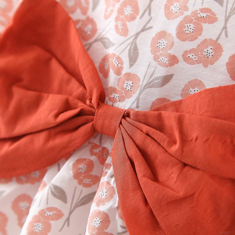 Đầm tay dài họa tiết hoa dễ thương cho bé gái