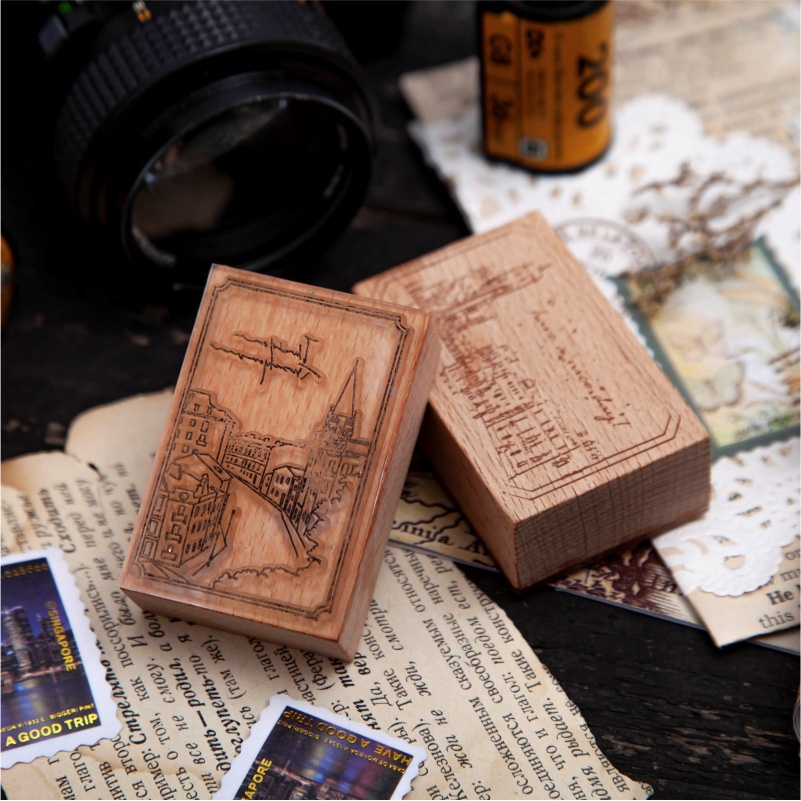 Con dấu gỗ vintage thành phố mơ ước Dream city HD189-K85 trang trí sổ Bullet journal, thiệp chúc mừng, sổ tay