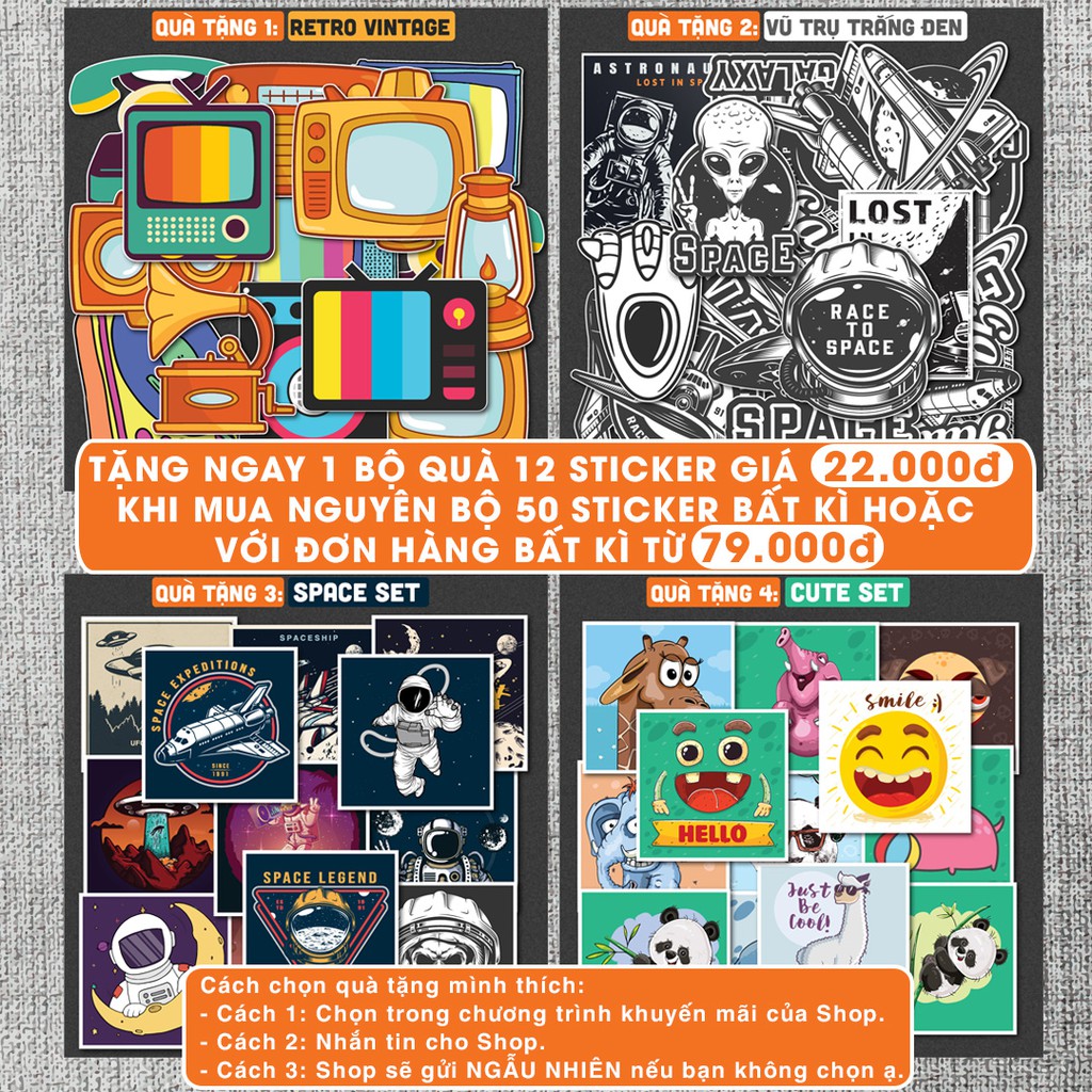 [QU&Agrave; TẶNG 22k] Với đơn h&agrave;ng bất k&igrave; từ 79k tặng ngay bộ 12 sticker tại Suvi Sticker