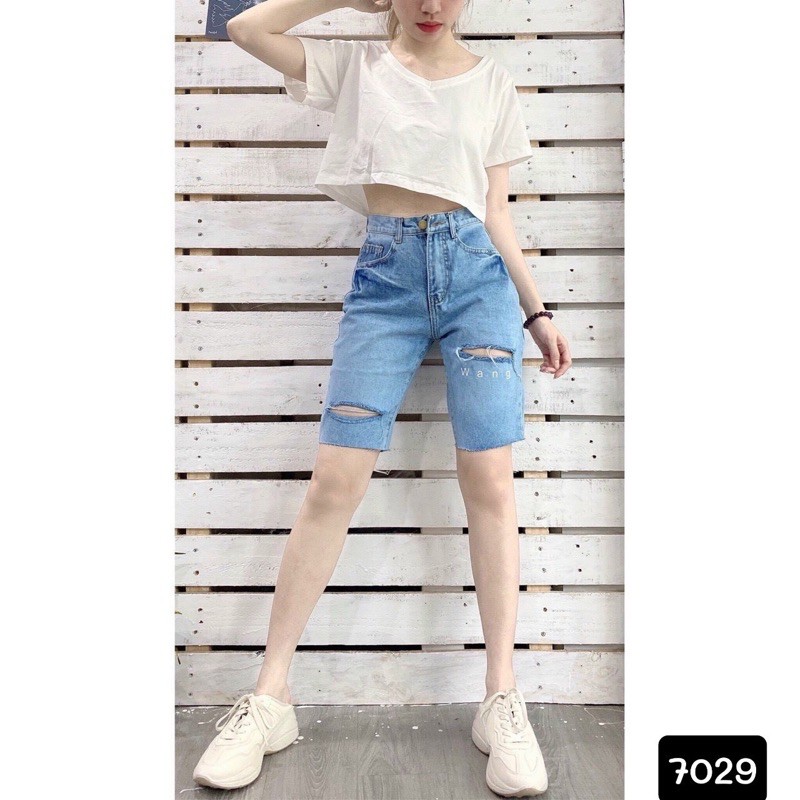 Quần jean ngố hai rách mã 7029, kèm ảnh thật