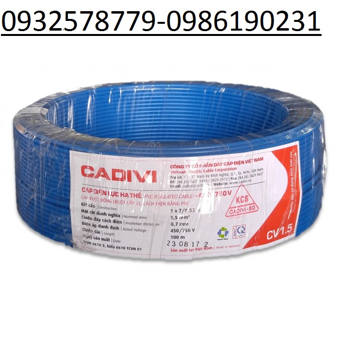 DÂY ĐIỆN ĐƠN CADIVI 1.5 - 100 MÉT