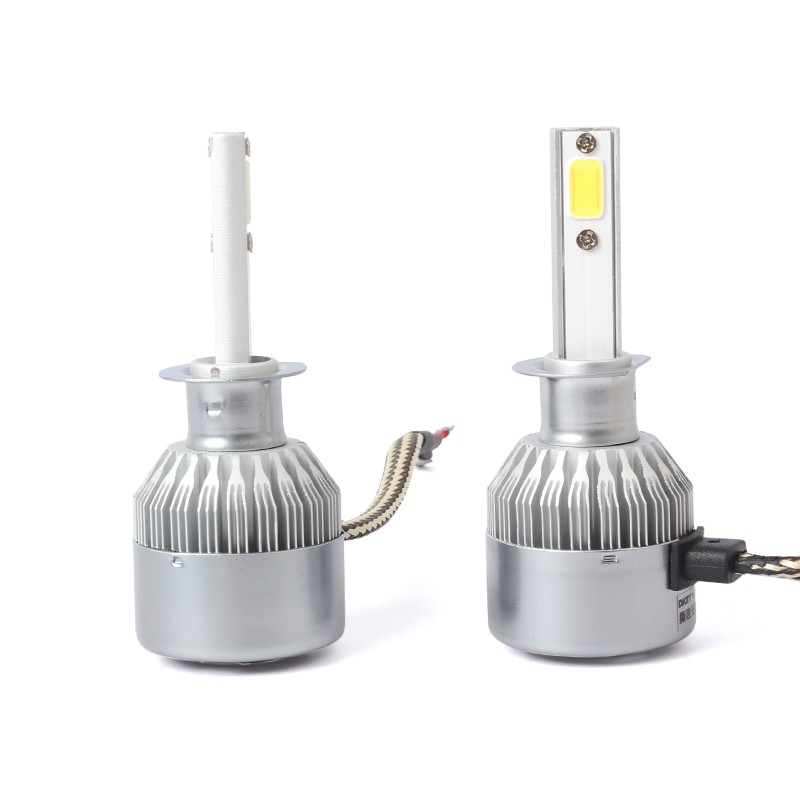 2 Đèn Pha Led C6 Cob H1 36w 7600lm Cho Xe Hơi