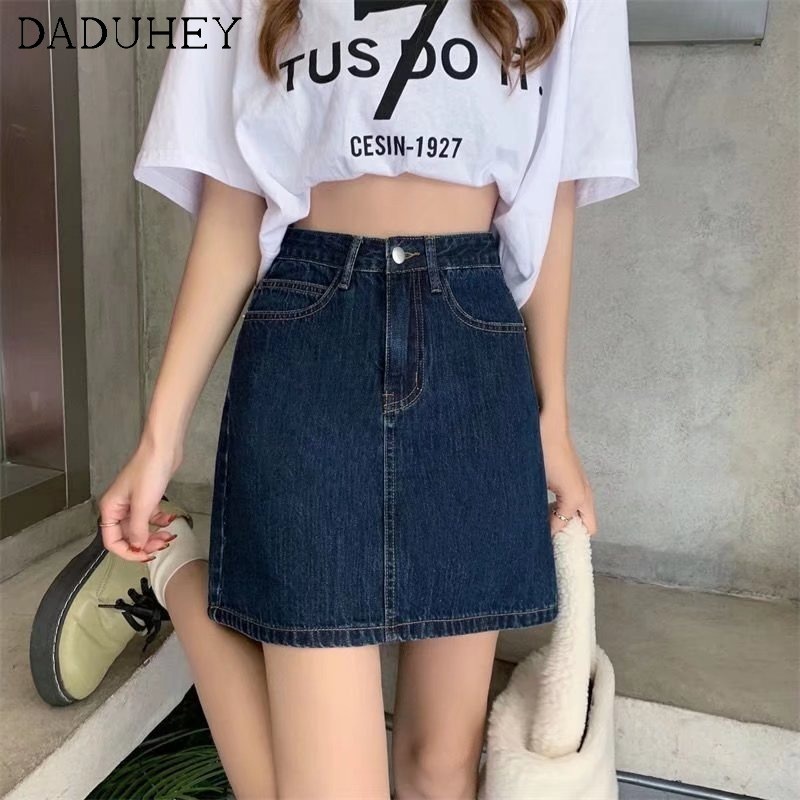 Chân váy daduhey denim dáng ngắn chữ A cạp cao phong cách Hàn Quốc thời trang mùa hè 2022 dành cho nữ