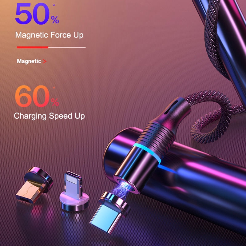 3A Cáp sạc nhanh Lightning Micro USB Type-C Với đèn LED Dành cho iPhone 8 7 Plus Samsung S9 S8 S7 Huawei P20 PRO Mate 20