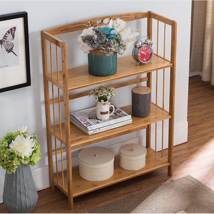 Kệ sách/trang trí bằng tre 3 tầng 80x26x100 -RE0390