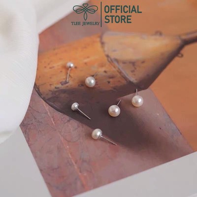 Khuyên tai bạc nữ TLEE chuôi bạc Ý 925 gắn hạt trai nước ngọt kích cỡ nữ tính TLEE JEWELRY B0322