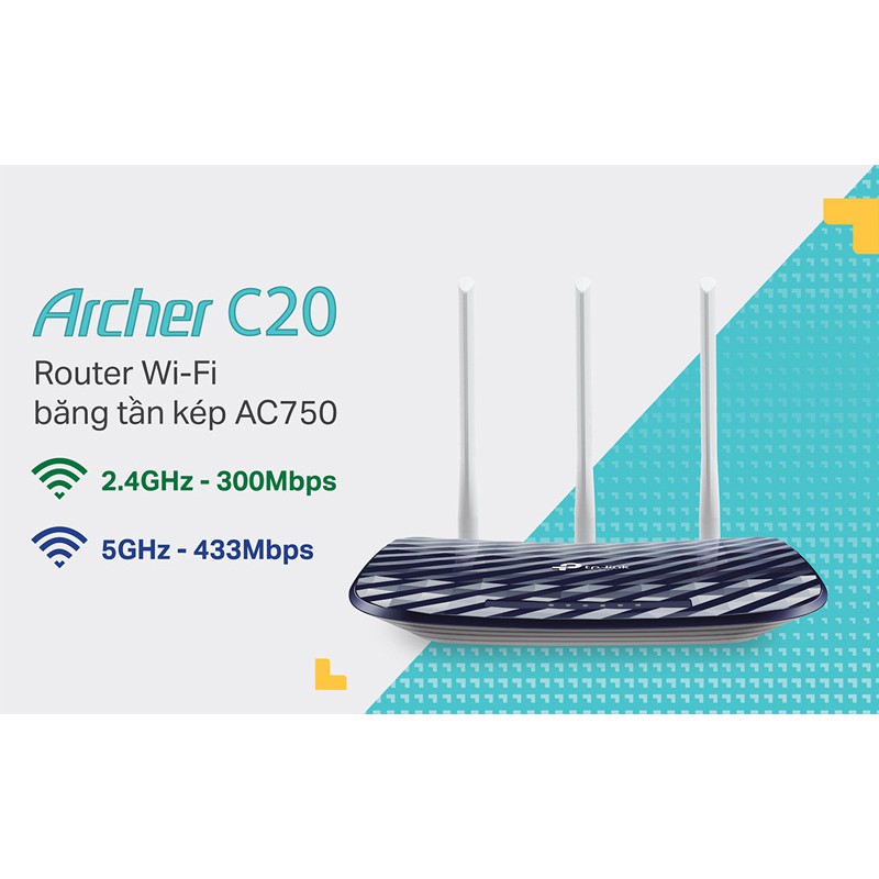 TP-Link Archer C20 – Bộ Phát WiFi Router Băng tần kép AC750