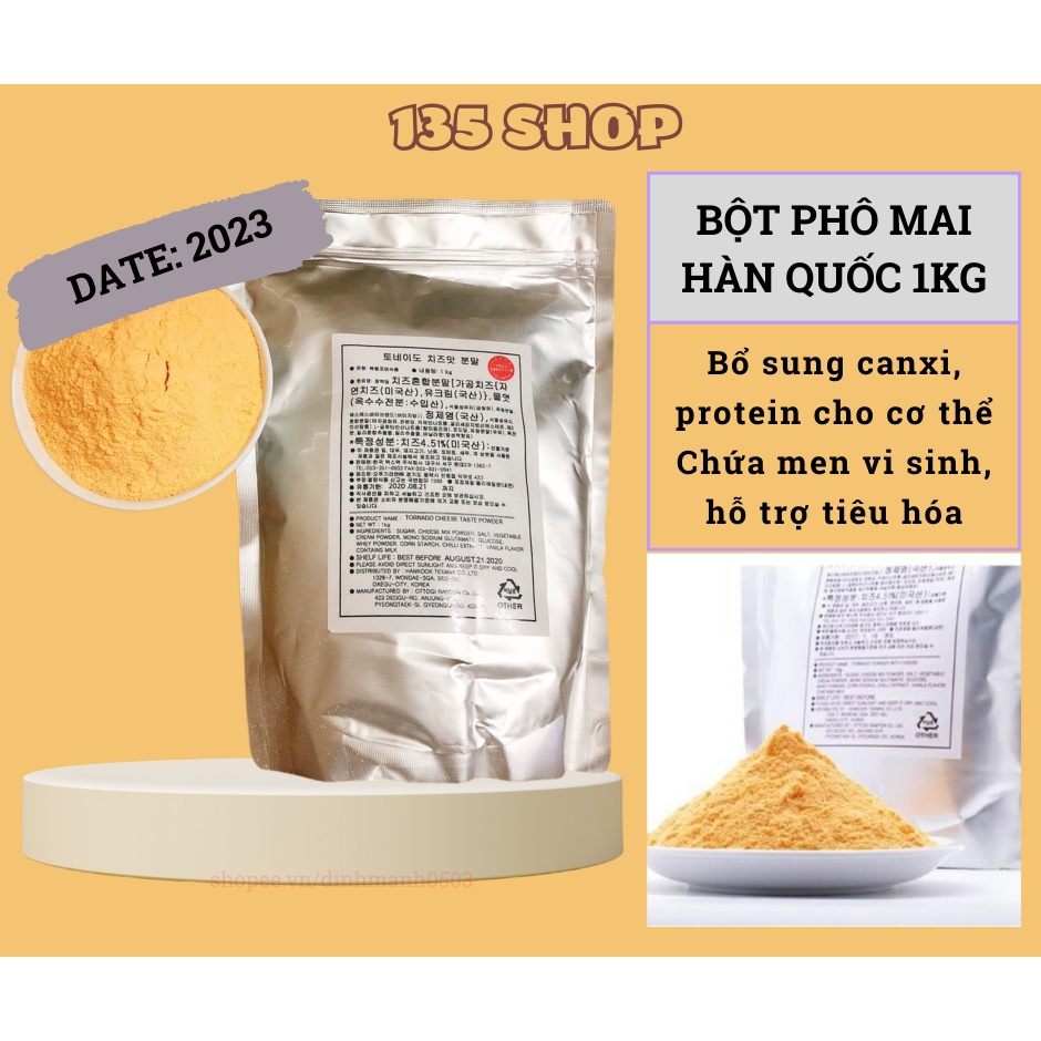 Bột Phô Mai Hàn Quốc - Gói Phomai Bột Lắc Khoai Tây, Khoai Lang, Bánh Gạo, Bắp Rang 1Kg