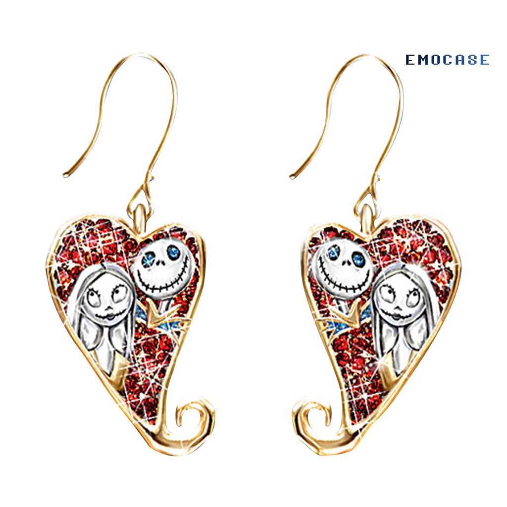 1 Đôi Bông Tai Hợp Kim Hình Trái Tim Phong Cách Halloween Thời Trang