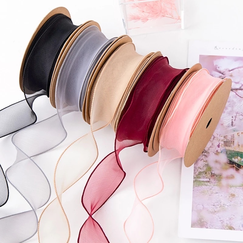 Cuộn Ruy Băng Organza Màu Trơn 40mm Dùng Trang Trí Bó Hoa / Tiệc Cưới DIY