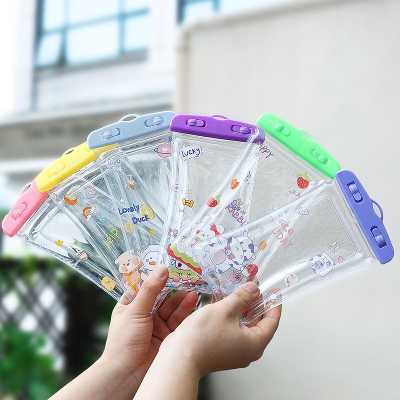 Túi Đựng Điện Thoại Trong Suốt Chống Thấm Nước Chống Rơi Chạm Được Màn Hình Cảm Ứng In Họa Tiết Hoạt Hình Dễ Thương Khi Đi Bơi