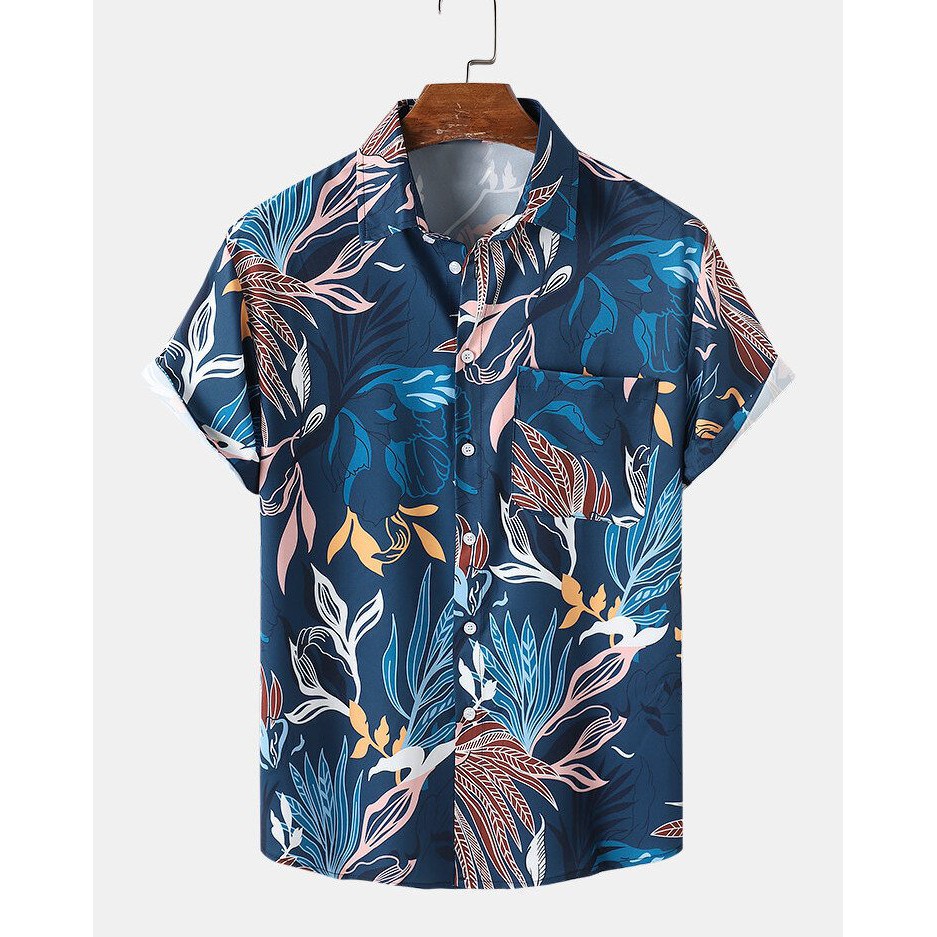 Áo sơ mi nam họa tiết KING'sMAN vải Lụa Thoáng mát - Không nhăn - Form suông LUXURY BLUE