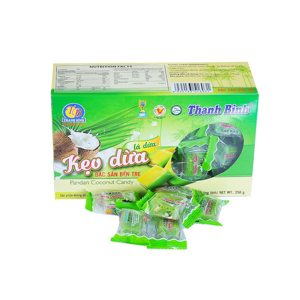 Kẹo dừa VÀ Kẹo chuối tươi Thanh Bình hộp 250g