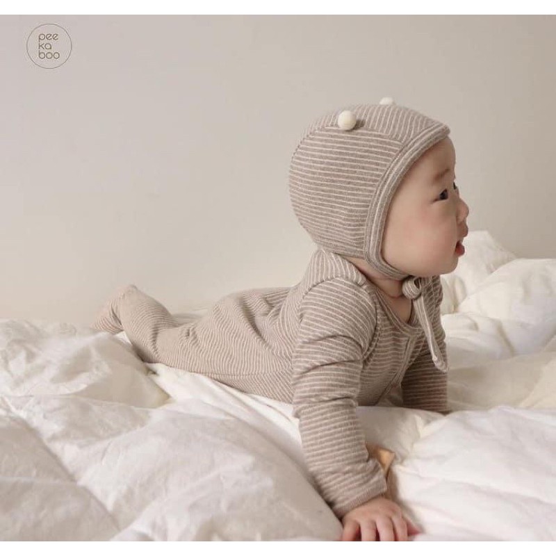 Set jumpsuit liền bàn kèm mũ Peekaboo🇰🇷