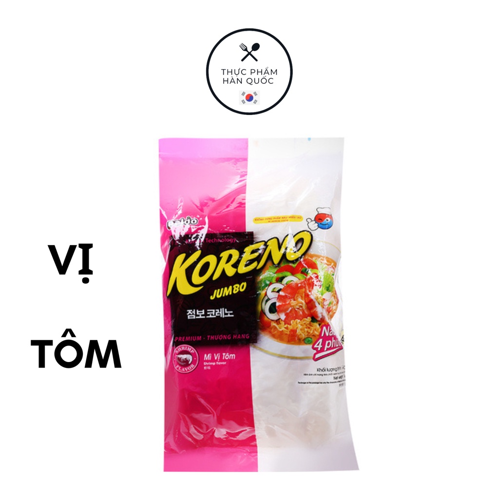 Mỳ Jumbo Koreno Tôm, Gà, Nấm, Sâm, Kim Chi, Bò Cay 1kg/ 10 gói