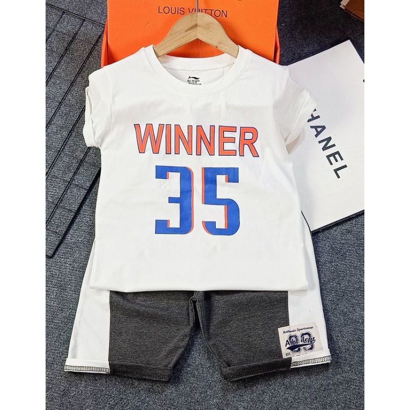 Bộ thun cotton bé trai in số siêu chất (size đại)