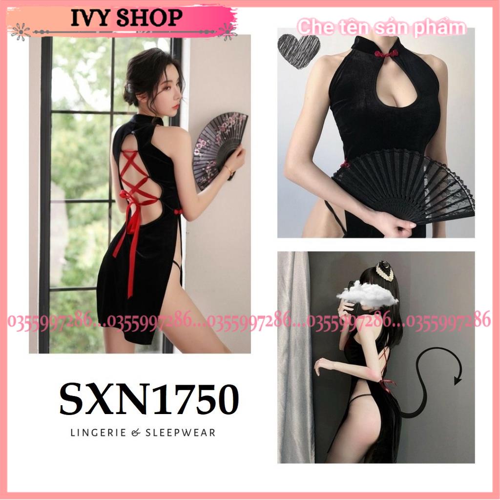 Váy Ngủ Nhung Sườn Xám Sexy - VN Nhung SXN1750 - Ivyshop