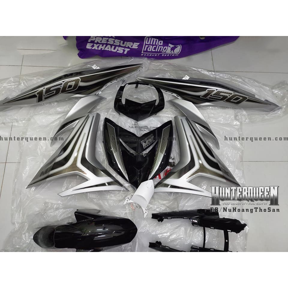 Tem rời Exciter 150. Chất liệu candy, xe bạc đen. Thay đổi màu sắc và chi tiết theo yêu cầu. Sắc nét, bền màu