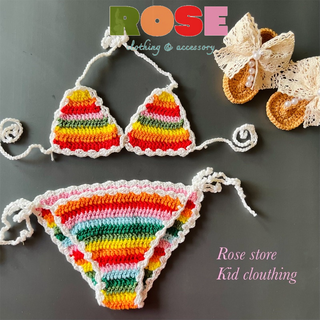 Bikini cho bé, đồ bơi đi biển cầu vồng handmade cho bé