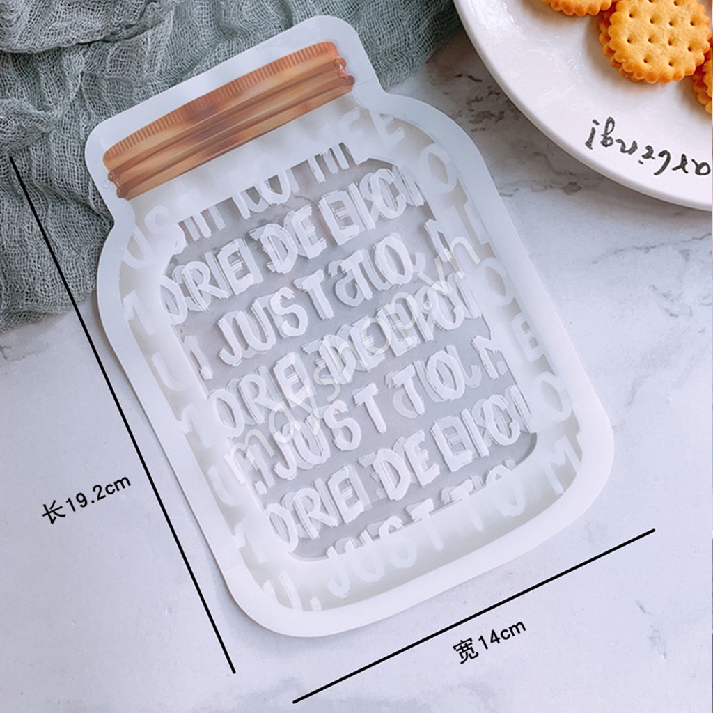 10 túi zip đựng bánh quy hình Lọ thủy tinh
