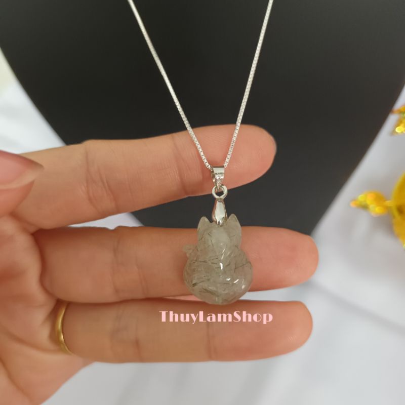 Vòng cổ dây chuyền bạc 925 bảo hành trọn đời mix hồ ly phong thủy đá mệnh mộc - hỏa