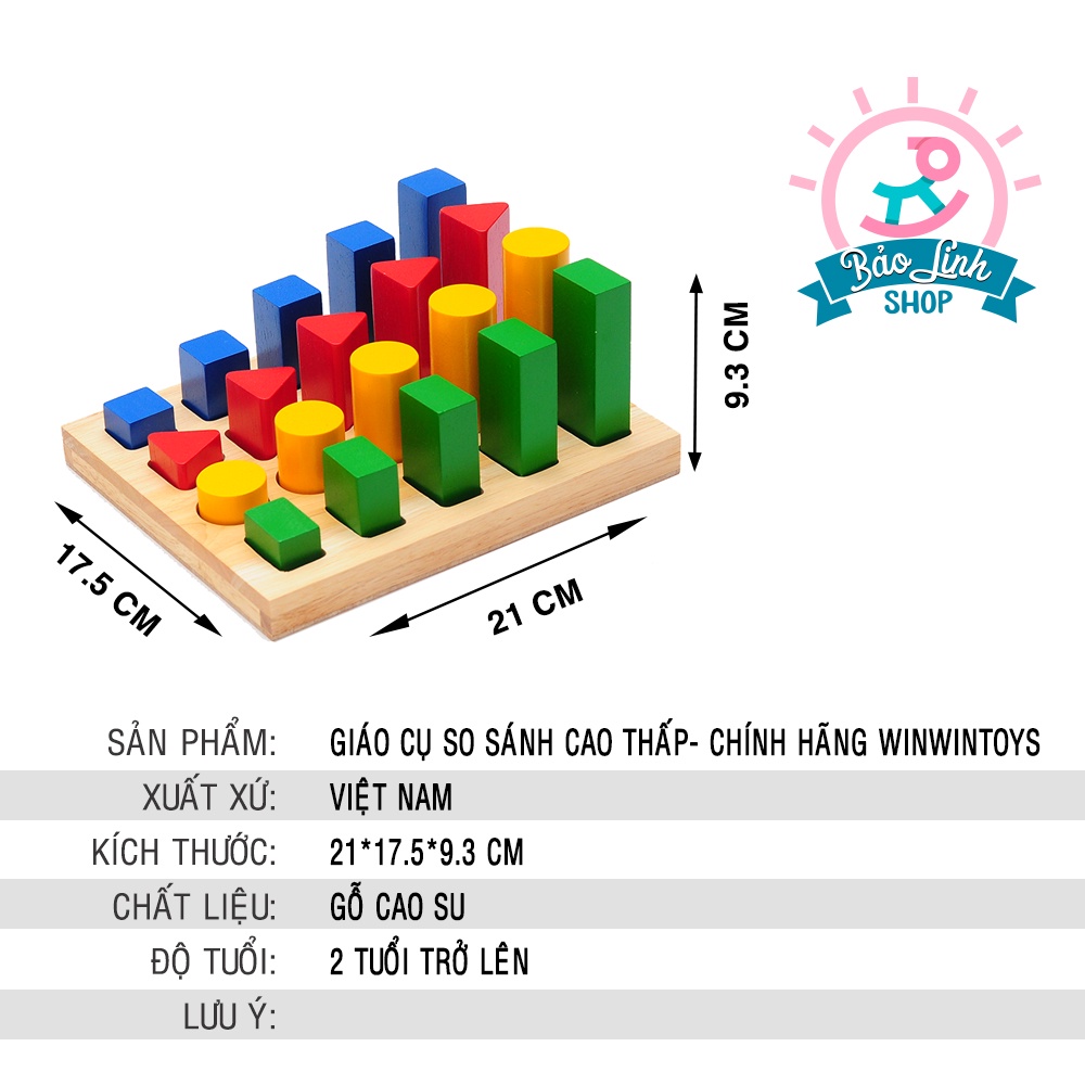 Giáo cụ Montessori cho bé 2 tuổi - Cọc so sánh cao thấp cho bé làm quen với toán học