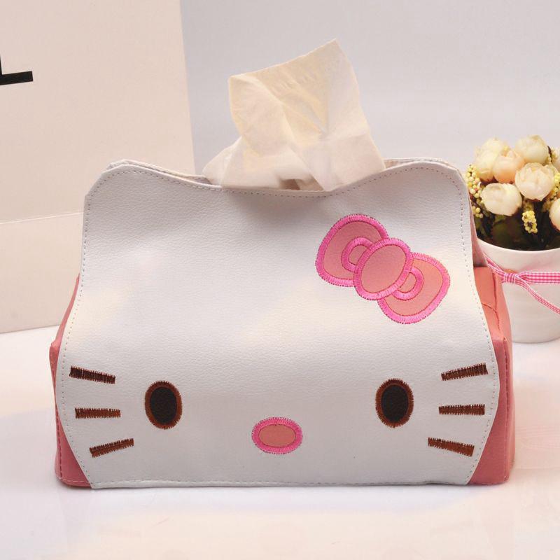 Hộp khăn giấy bằng da Hello Kitty