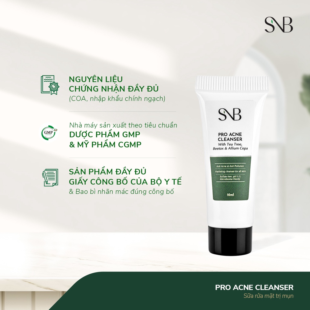 Sữa Rửa Mặt Giảm Mụn SNB PRO ACNE CLEANSER Dung Tích 10ml