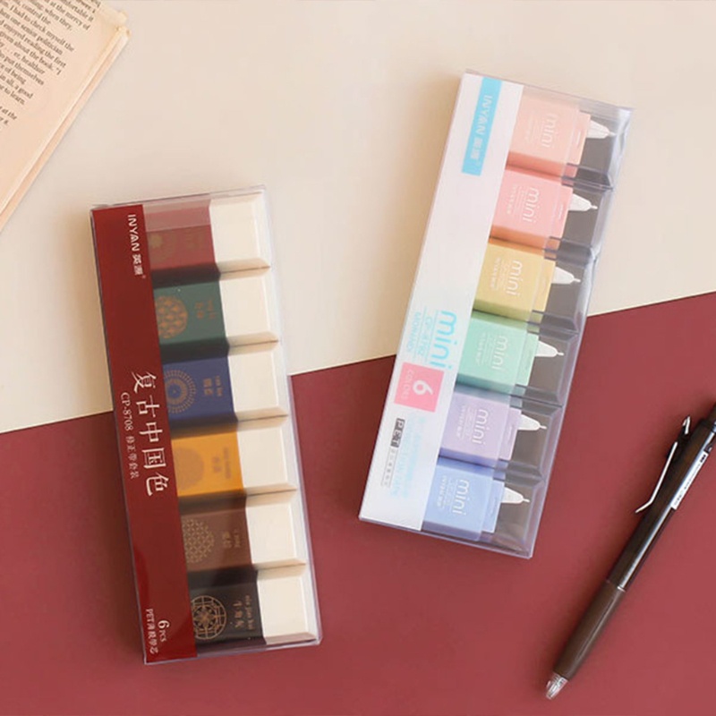 Set 6 Bút Xóa Kéo Hình Vuông Mini Tiện Dụng Cho Học Sinh / Văn Phòng