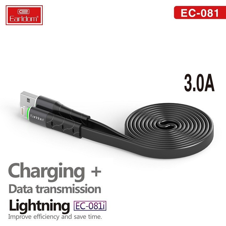 Cáp sạc nhanh 2m cao cấp EARLDOM EC-081 3.0A có đèn báo LED bảo hành 1 đổi 1 trong 12 tháng