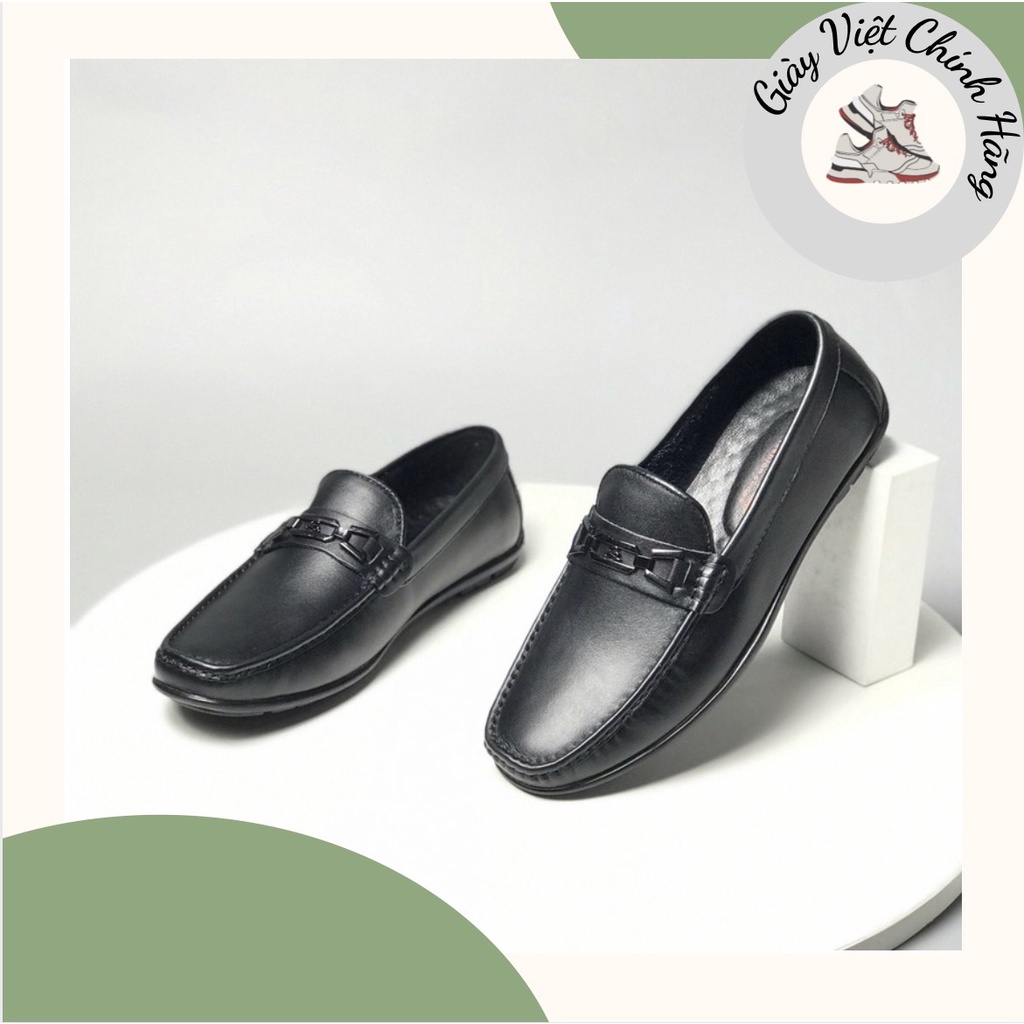 Giày công sở nam DAVITO ❤️FREESHIP❤️ Giày mọi da bò đai ngang đế bằng phong cách Hàn Quốc DVG2221