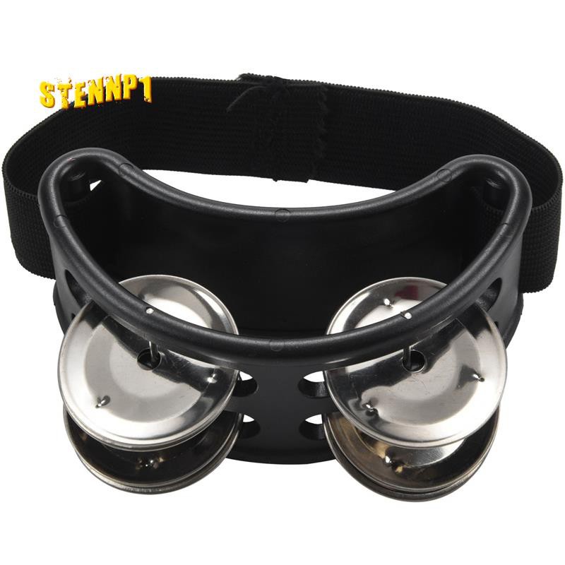 Percussion Foot Tambourine with Metal Jingles, Black