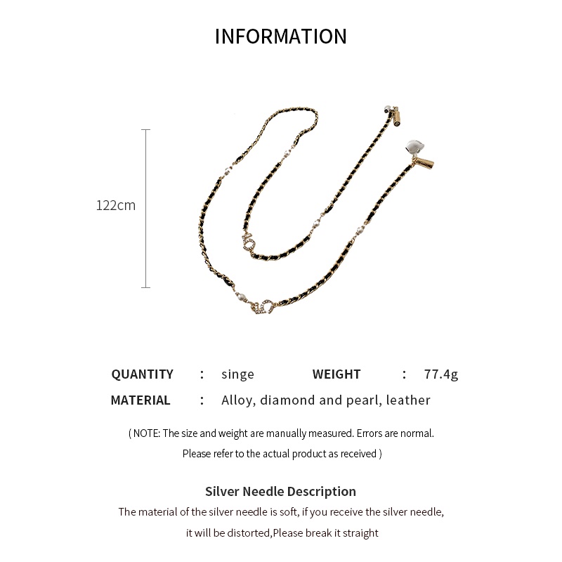 DREJEW Dây chuyền dây da đính đá ngọc trai phong cách Hàn Quốc thời trang dễ phối đồ