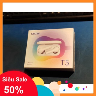 GIẢM 50% Tai nghe Bluetooth QCY T5 trắng + Túi đựng tai nghe QCY GIẢM 50%