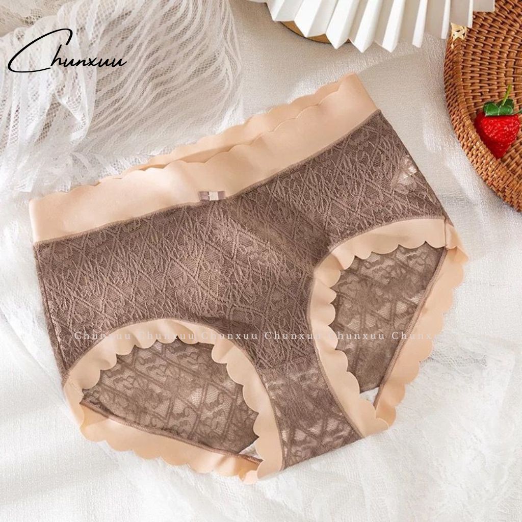 Quần lót nữ CHUNXUU ren gấm cao cấp sọc chéo tiểu thư phối viền su thông thoáng - QC103
