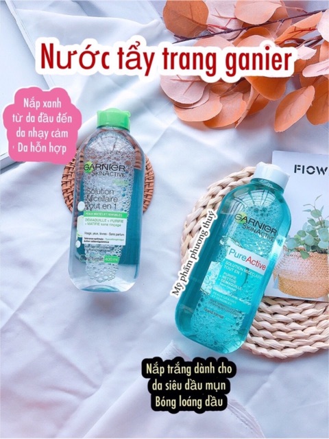 Tẩy trang garnier 400ml xanh lá / xanh dương