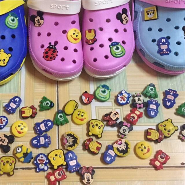 Combo 50 Jibbitz sticker icon 3D, gắn dép sục Crocs nhiều kiểu hình