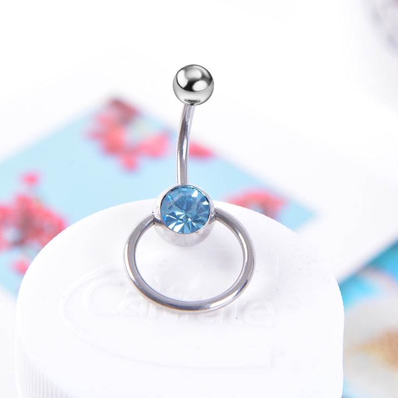 Khuyên rốn xuyên bụng đính đá nhiều màu hình tròn