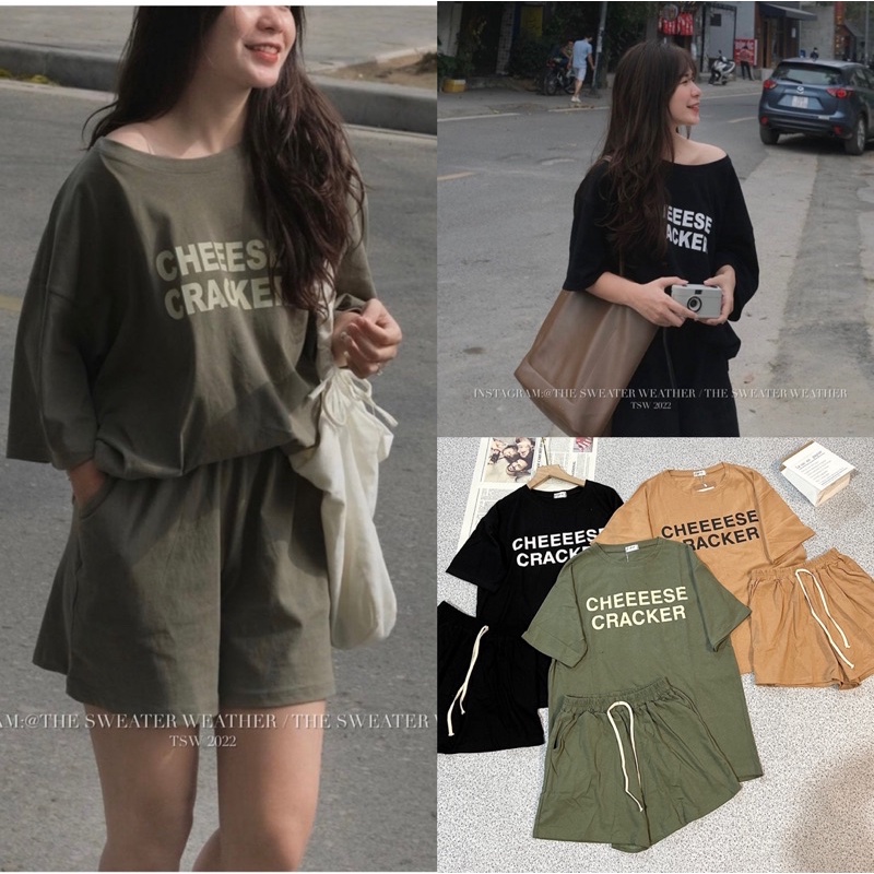 Set cotton CHEEESE CRACKER form oversize style năng động