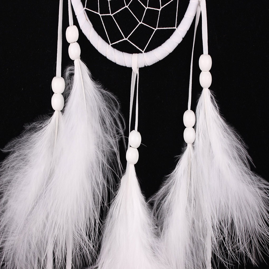 Vòng bắt giấc mơ may mắn trang trí lông chim làm thủ công trang trí treo tường