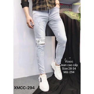 [Hàng Chuẩn Shop] Quần Jean Nam Rách Gối Co Dãn Mã 294 In Y Hình Đẹp Cao Cấp Mẫu Mới Nhất Việt Nam