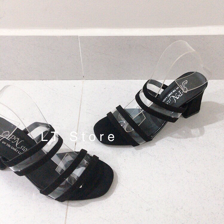 Dép guốc nữ 7cm 2 bản viền