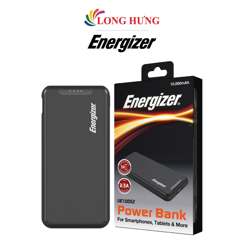 Sạc dự phòng Energizer 10000mAh 3.7V Li-Polymer UE10052BK - Hàng chính hãng